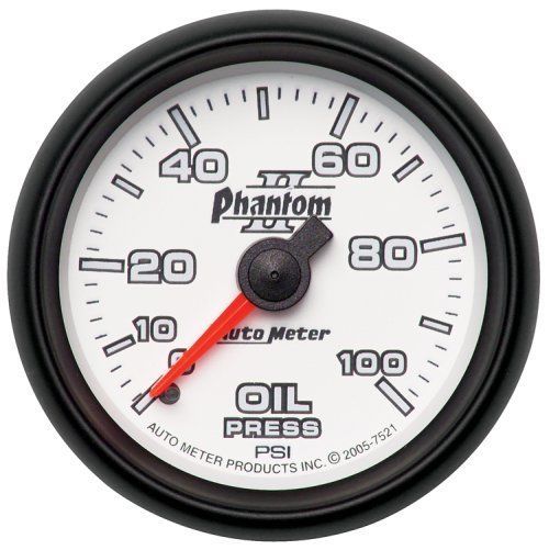 AutoMeter AU7521 Phantom II 2-1/16" Mech Oil Pressure Gauge 0-100 PSI