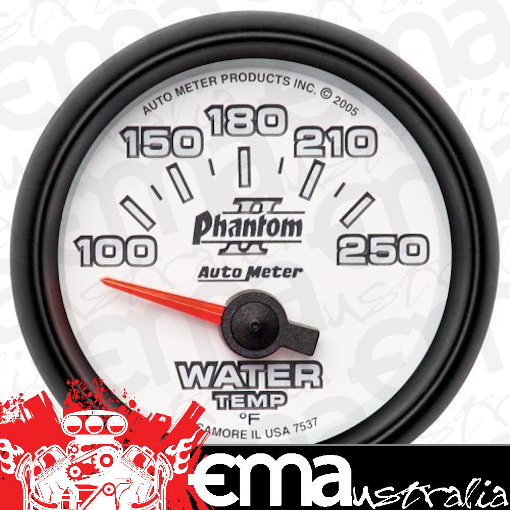 AutoMeter AU7537 Phantom II Water Temperature Gauge 2-1/16" Short Sweep Elec 100-250¶øF