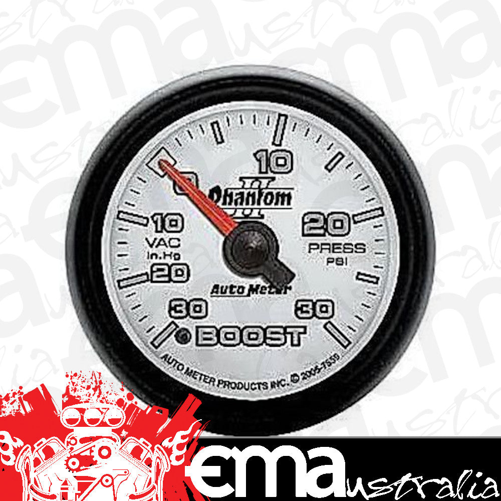 AutoMeter AU7559 Phantom II 2-1/16" Elec Boost - Vacuum Gauge 30 In Hg./30 PSI