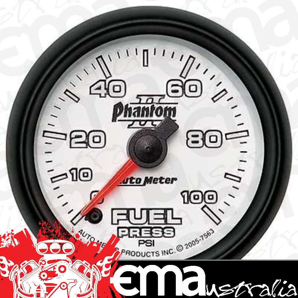 AutoMeter AU7563 Phantom II 2-1/16" Elec Fuel Pressure Gauge 0-100 PSI