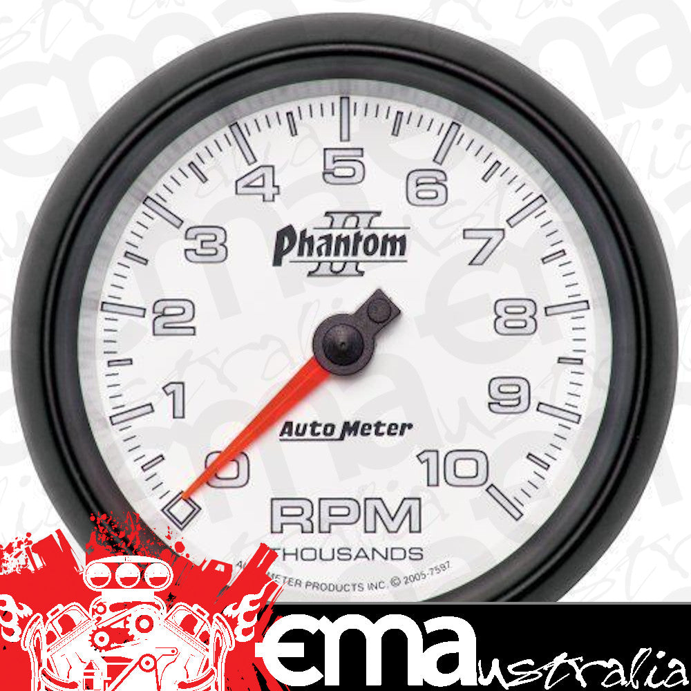 AutoMeter AU7597 Phantom II 3-3/8" Elec In-Dash Tachometer 0-10000 RPM