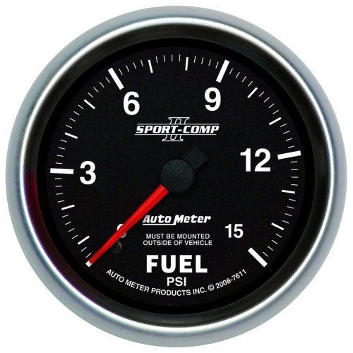 AutoMeter AU7611 Sport-Comp II 2-5/8" Mech Fuel Pressure Gauge 0-15 PSI