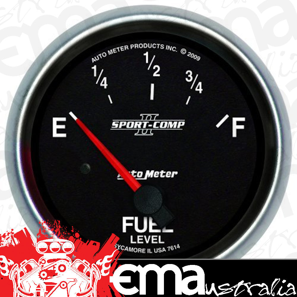AutoMeter AU7614 Sport-Comp II Fuel Level Gauge 2-5/8" 0-90OHMS Short Sweep Elec