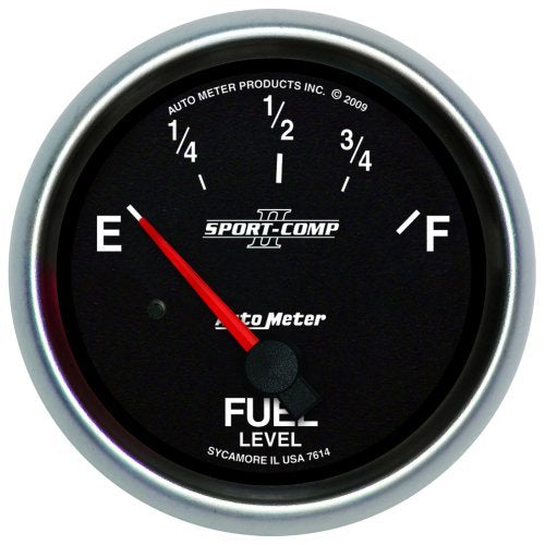 AutoMeter AU7614 Sport-Comp II Fuel Level Gauge 2-5/8" 0-90OHMS Short Sweep Elec