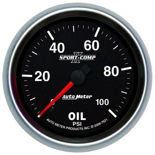 AutoMeter AU7621 Sport-Comp II 2-5/8" Mech Oil Pressure Gauge 0-100 PSI
