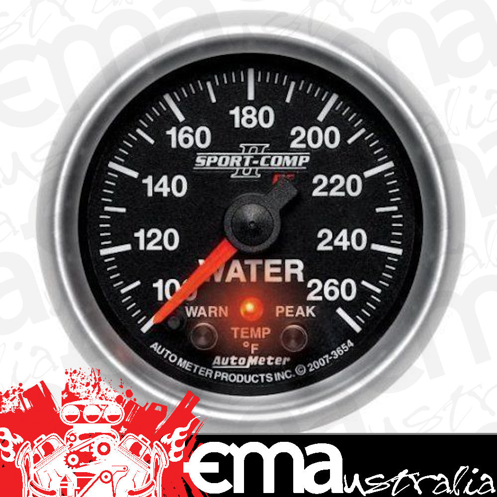 AutoMeter AU7655 Sport-Comp II 2-5/8" Water Temp Gauge 100-260¶øF Peak Memory