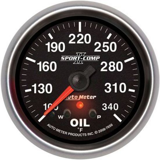 AutoMeter AU7656 Sport-Comp II Oil Temperature 140-340???? F 2 5/8 In. Black Face Analog Elecal