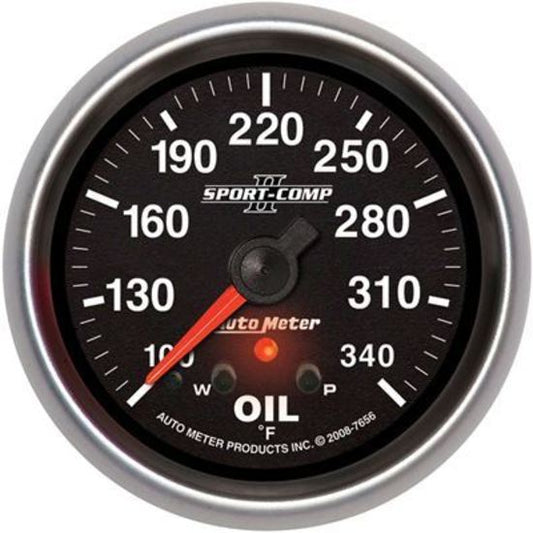 AutoMeter AU7656 Sport-Comp II Oil Temperature 140-340???? F 2 5/8 In. Black Face Analog Elecal