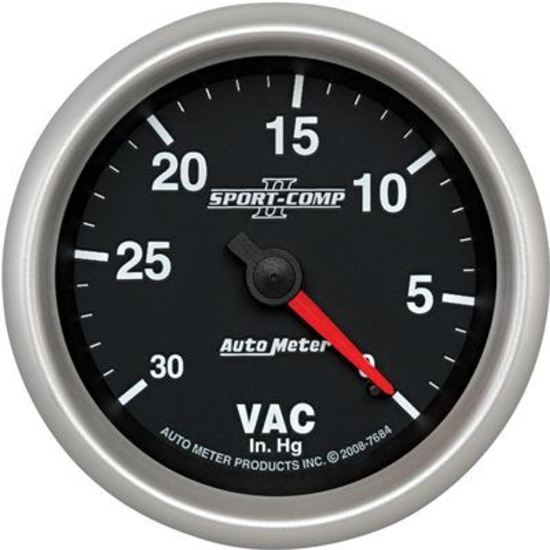 AutoMeter AU7684 Sport-Comp II Vacuum 30 In. Hg 2 5/8 In. Black Face Analog Mech