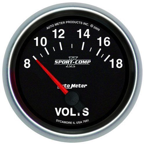 AutoMeter AU7691 Sport-Comp II 2-5/8" Elec Voltmeter 8-18 Volts