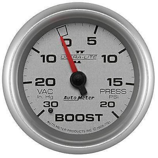AutoMeter AU7701 Ultra-Lite II 2-5/8" Mech Boost / Vacuum Gauge 30In.Hg/20 PSI