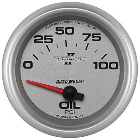 AutoMeter AU7727 Ultra-Lite II 2-5/8" Elecal Oil Pressure Gauge 0-100 PSI
