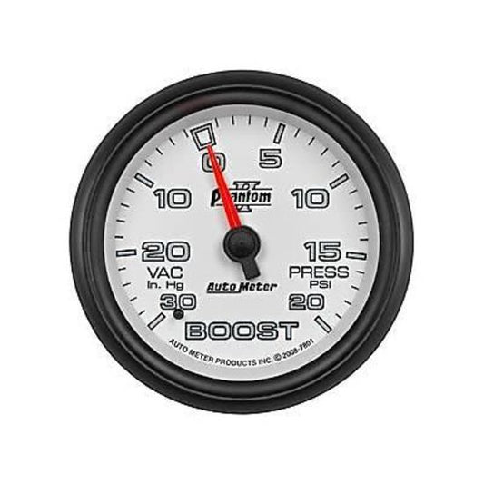 AutoMeter AU7801 Phantom II 2-5/8" Mech Boost - Vacuum Gauge 30 In.Hg./20 PSI