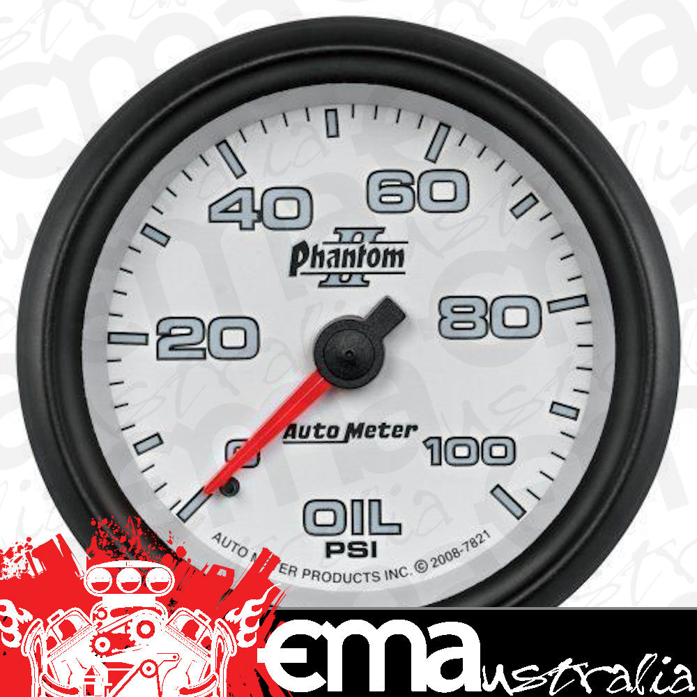 AutoMeter AU7821 Phantom II 2-5/8" Mech Oil Pressure Gauge 0-100 PSI