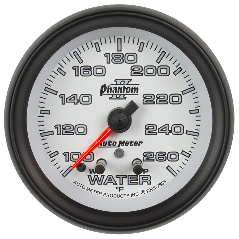 AutoMeter AU7855 Phantom II Water Temperature Gauge 2-5/8" Full Sweep Elec Peak Memory And Warning 100-260Ç÷F