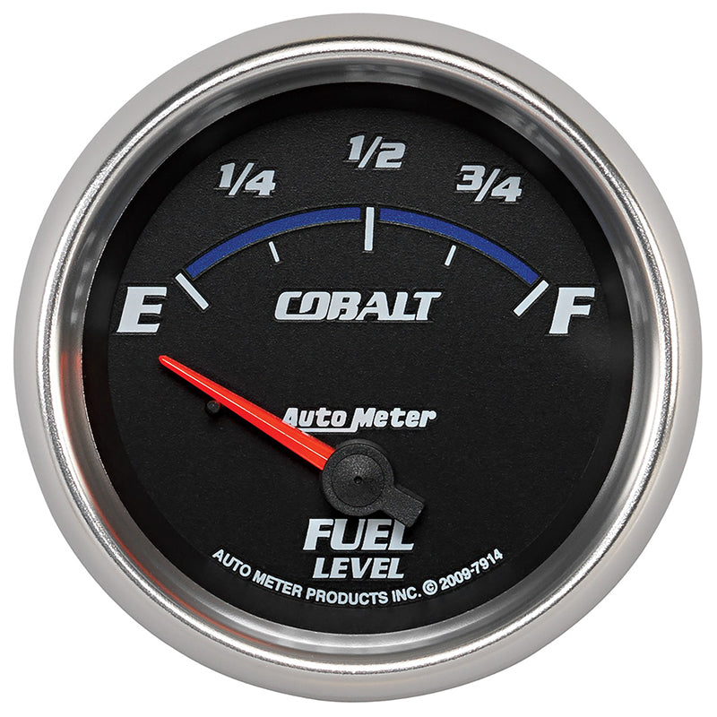 AutoMeter AU7914 Cobalt Fuel Level Gauge 2-5/8" Short Sweep Elec Gm 0 OHMS Empty/90 OHMS Full