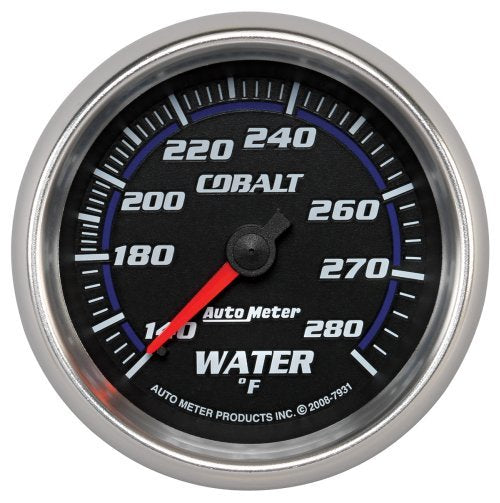 AutoMeter AU7931 Cobalt Water Temperature Gauge 2-5/8" Full Short Sweep Mech 140-280¶øF
