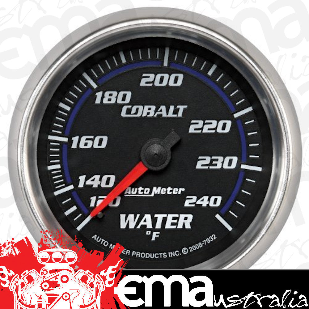 AutoMeter AU7932 Cobalt Water Temperature Gauge 2-5/8" Full Short Sweep Mech 120-240¶øF