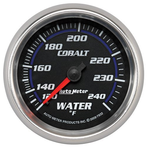 AutoMeter AU7932 Cobalt Water Temperature Gauge 2-5/8" Full Short Sweep Mech 120-240¶øF