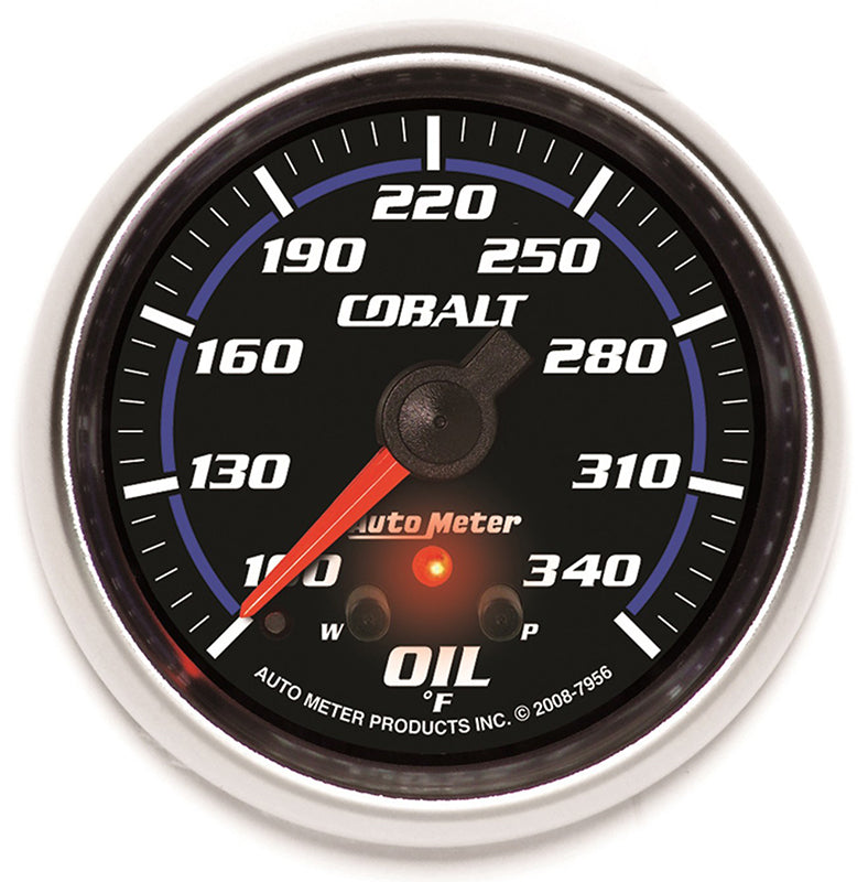 AutoMeter AU7956 Cobalt Oil Temperature Gauge 2-5/8" Full Sweep Elec 140-340¶øF Peak Memory And Warning