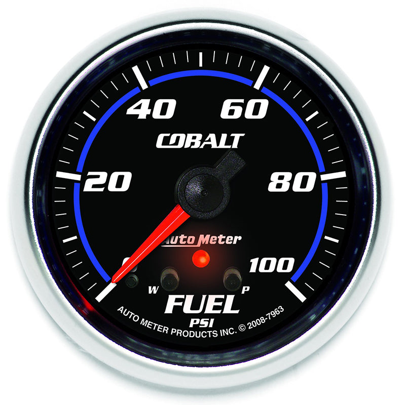 AutoMeter AU7963 Cobalt Fuel Pressure Gauge 2-5/8" Full Sweep Elec 0-100 PSI Peak Memory And Warning