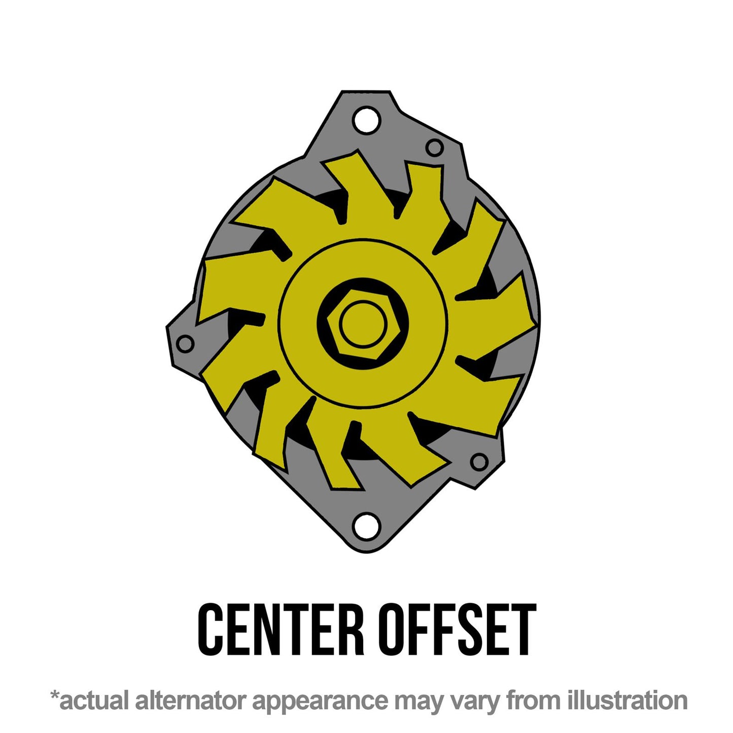 Alternator, CS130, 105 Amp, V Belt, Chrome, Center Offset (PM174011)