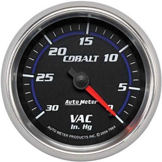 AutoMeter AU7984 Cobalt Vacuum Gauge 2-5/8" Full Sweep Mech 0-30 In. Hg