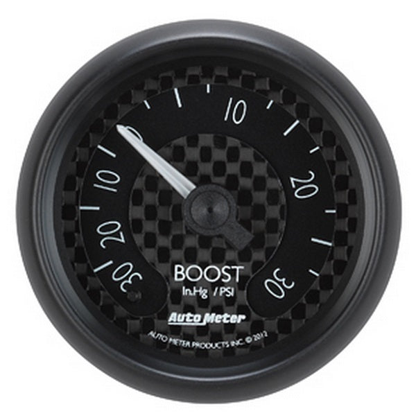 AutoMeter AU8003 GT Boost Gauge 2-1/16" Black Carbon Fiber Dial Full Sweep Mech 30 In Hg / 30 PSI