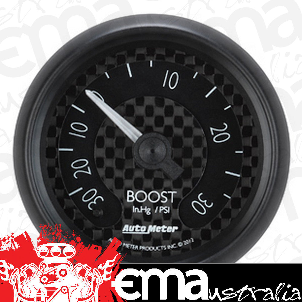 AutoMeter AU8003 GT Boost Gauge 2-1/16" Black Carbon Fiber Dial Full Sweep Mech 30 In Hg / 30 PSI