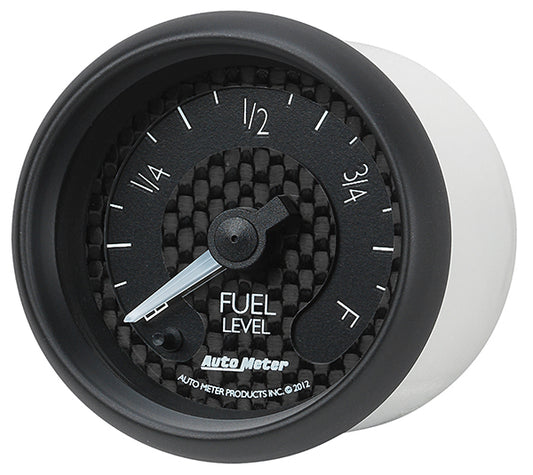 AutoMeter AU8010 GT Fuel Level Gauge 2-1/16" Black Carbon Fiber Dial Short Sweep Elec 0E-280F OHMS