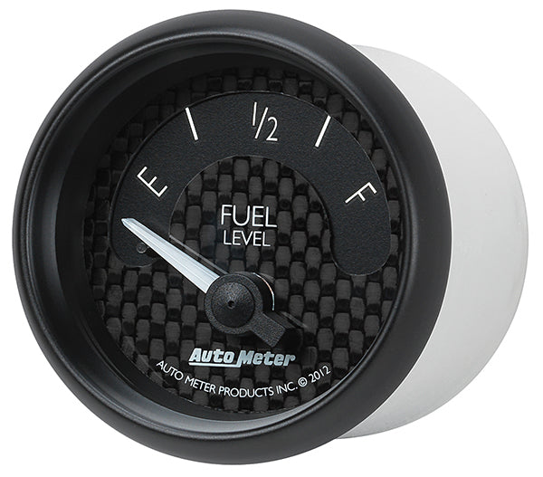 AutoMeter AU8014 GT Fuel Level Gauge 2-1/16" Black Carbon Fiber Dial Short Sweep Elec 0E-90F OHMS