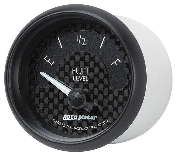AutoMeter AU8016 GT Fuel Level Gauge 2-1/16" Black Carbon Fiber Dial Short Sweep Elec 240E-33F OHMS