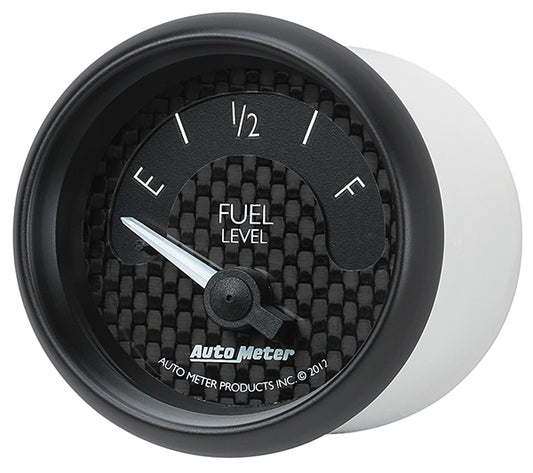 AutoMeter AU8016 GT Fuel Level Gauge 2-1/16" Black Carbon Fiber Dial Short Sweep Elec 240E-33F OHMS