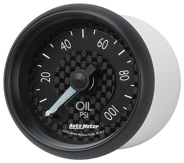 AutoMeter AU8021 GT Oil Pressure Gauge 2-5/8" Black Carbon Fiber Dial Full Sweep Mech 0-100 PSI