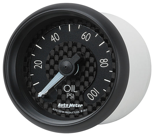AutoMeter AU8021 GT Oil Pressure Gauge 2-5/8" Black Carbon Fiber Dial Full Sweep Mech 0-100 PSI