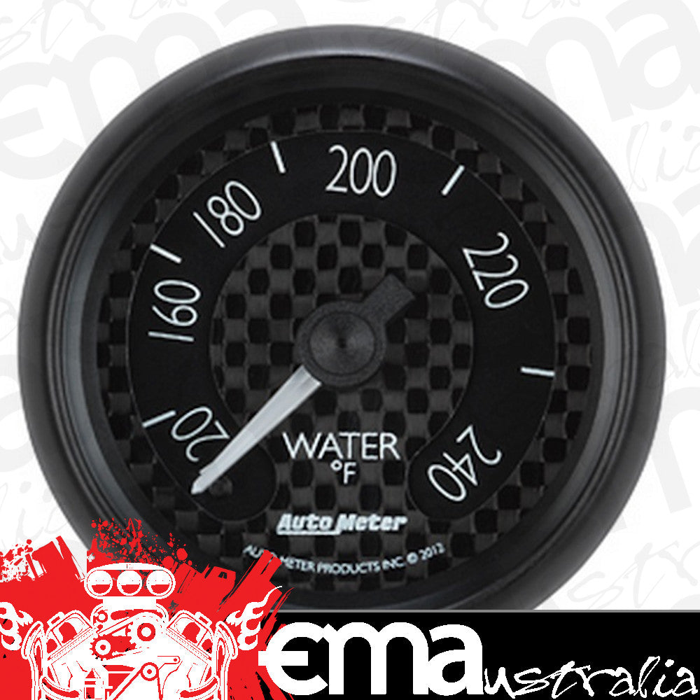 AutoMeter AU8032 GT Water Temperature Gauge 2-1/16" Black Carbon Fiber Dial Full Sweep Mech 120-240¶øF