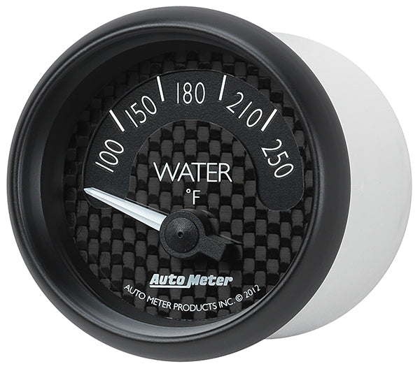AutoMeter AU8037 GT Water Temperature Gauge 2-1/16" Black Carbon Fiber Dial Short Sweep Elecal 100-250¶øF