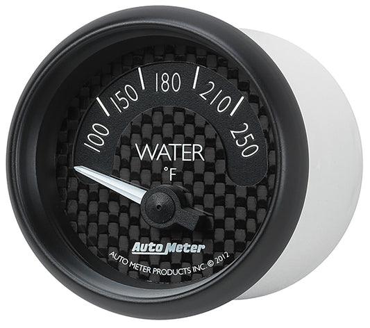 AutoMeter AU8037 GT Water Temperature Gauge 2-1/16" Black Carbon Fiber Dial Short Sweep Elecal 100-250¶øF