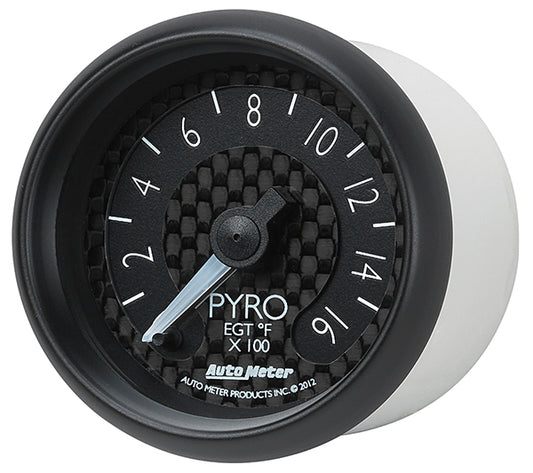 AutoMeter AU8044 GT Pyrometer Gauge 2-1/16" Black Carbon Fiber Dial Full Sweep Elecal 0-1600¶øF