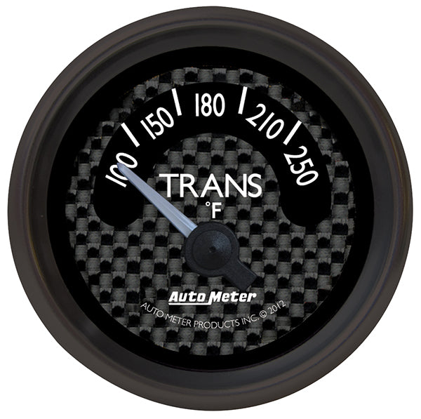 AutoMeter AU8049 GT Trans Temperature Gauge 2-1/16" Black Carbon Fiber Dial Short Sweep Elecal 100-250????F