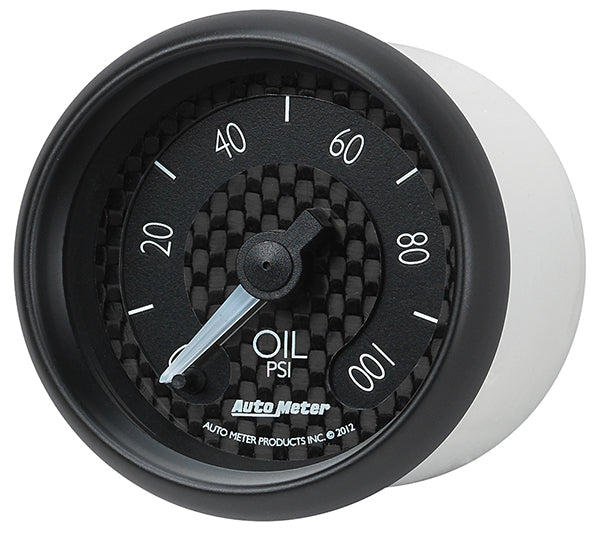 AutoMeter AU8053 GT Oil Pressure Gauge 2-1/16" Black Carbon Fiber Dial Full Sweep Elecal 0-100 PSI