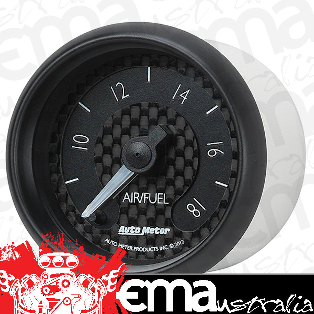 AutoMeter AU8070 GT Air/Fuel Ratio Gauge 2-1/16" Black Carbon Fiber Dial Analog Full Sweep Elecal 8:1-18:1 Afr