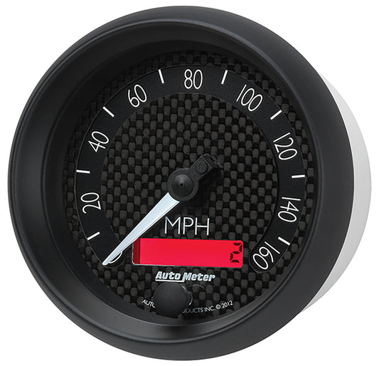 AutoMeter AU8088 GT Speedometer 3-3/8" In-Dash Black Carbon Fiber Dial Lcd Tripmeter