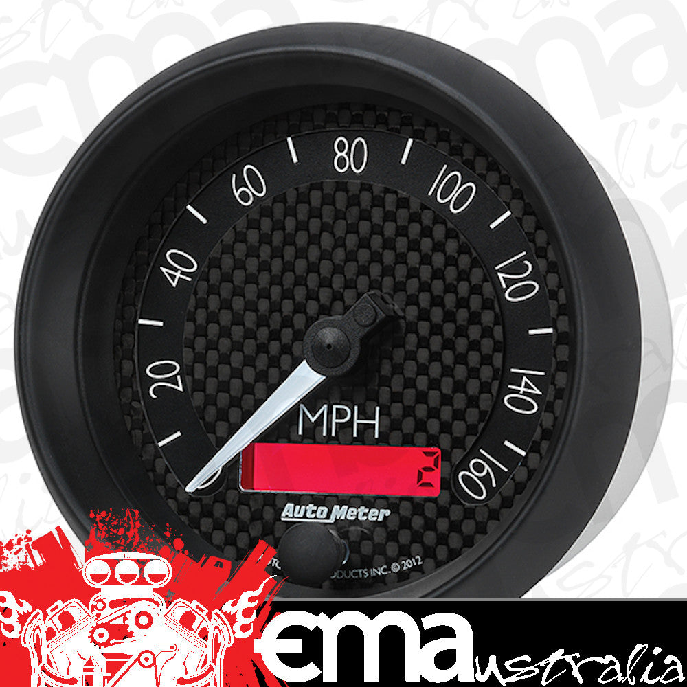 AutoMeter AU8088 GT Speedometer 3-3/8" In-Dash Black Carbon Fiber Dial Lcd Tripmeter
