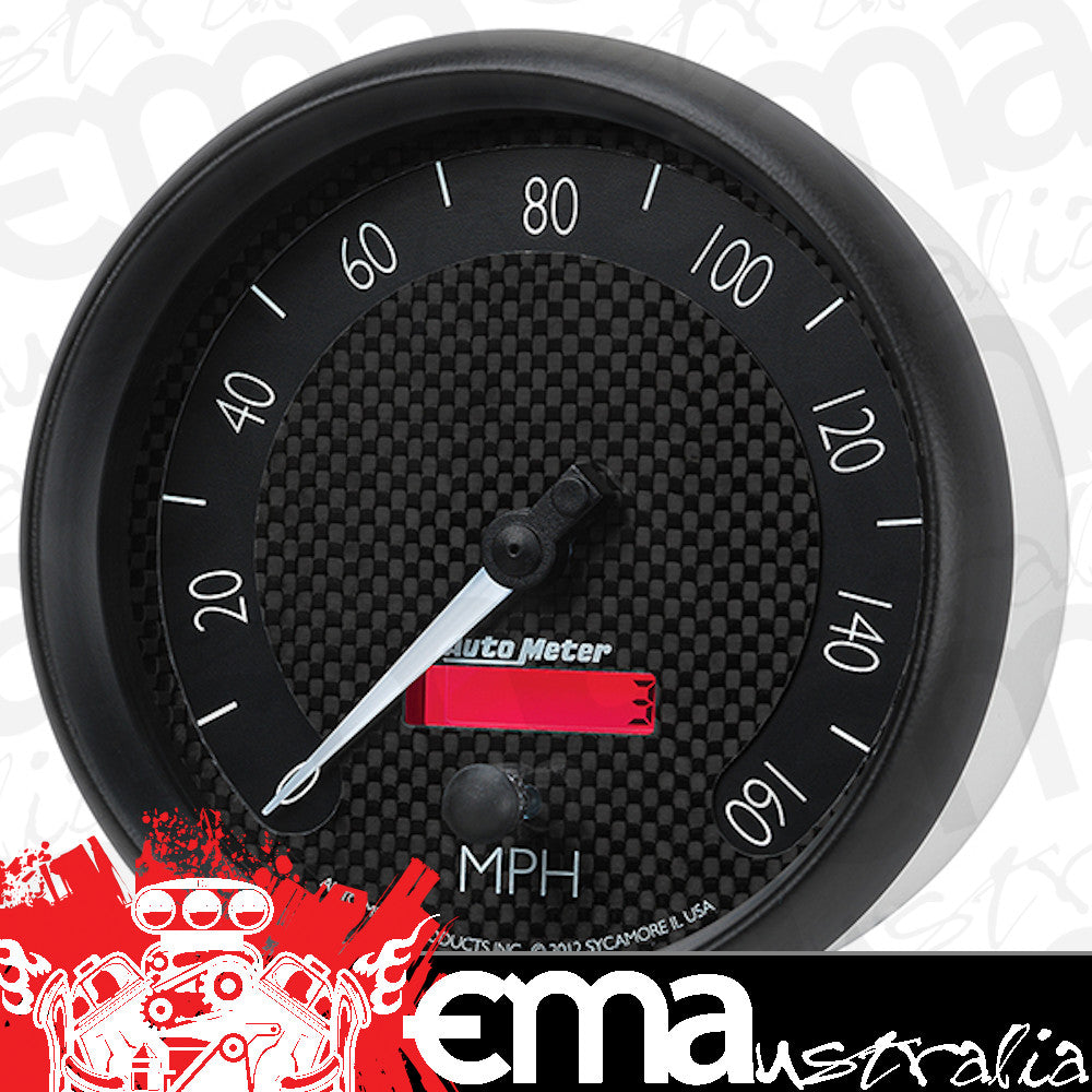 AutoMeter AU8089 GT Speedometer 5" In-Dash Black Carbon Fiber Dial Programmable 0-160 MPH Lcd Tripmeter