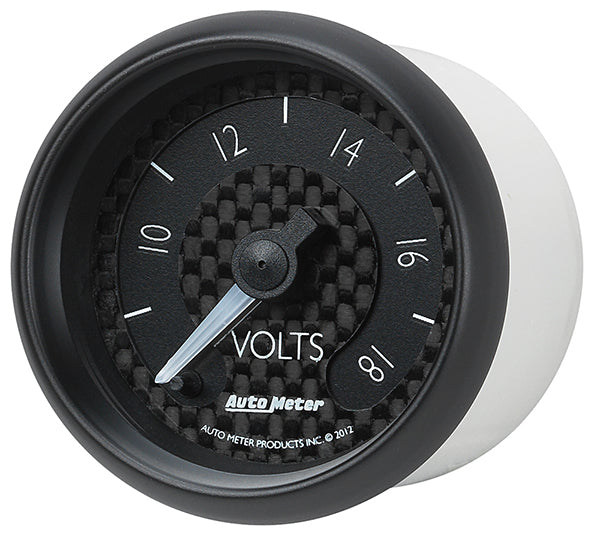 AutoMeter AU8091 GT Voltmeter Gauge 2-1/16" Black Dial Full Sweep Elecal 8-18 Volts