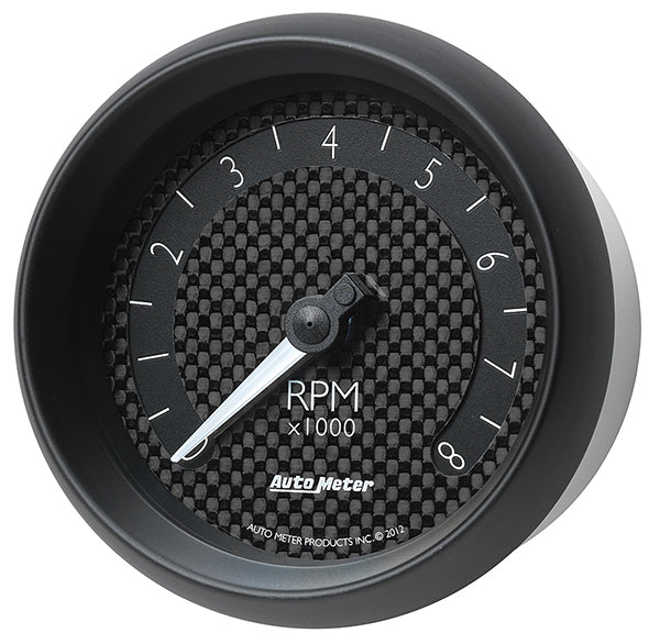 AutoMeter AU8097 GT Tachometer 3-3/8" In-Dash Black Carbon Fiber Dial 0-8 000 RPM