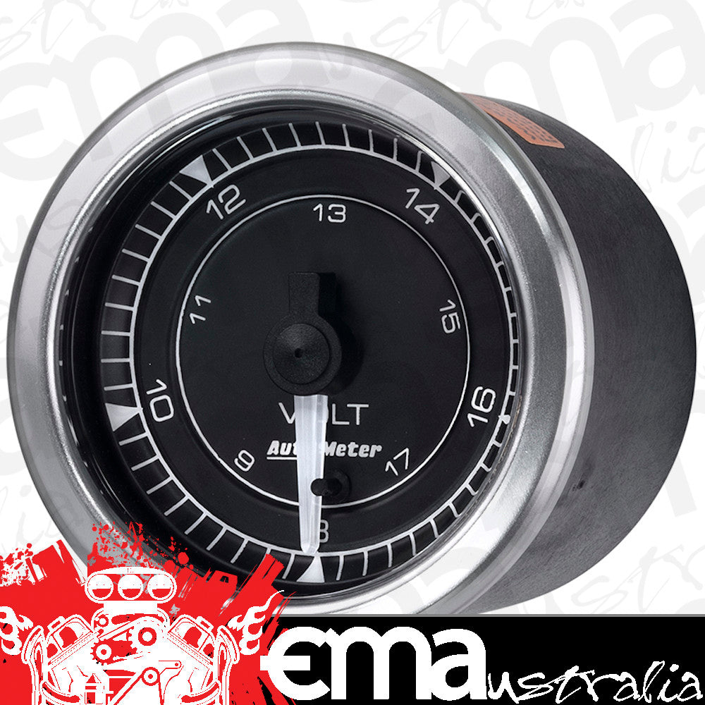 AutoMeter AU8191 Chrono Volts Gauge 2-1/16" Black Dial Full Sweep Elec 8-18V