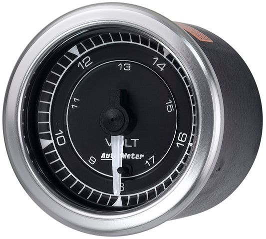AutoMeter AU8191 Chrono Volts Gauge 2-1/16" Black Dial Full Sweep Elec 8-18V