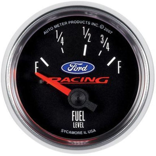 AutoMeter AU880075 Ford Racing Fuel Level Gauge 2-1/16" Black Dial Short Sweep Elec 73 OHMS Empty/10 OHMS Full